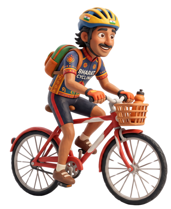 Clay character of an Indian cyclist in a Bharat Cycling jersey